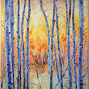 Картины и панно handmade. Livemaster - original item Birch. Abstract landscape. Oil painting 50h45. Handmade.