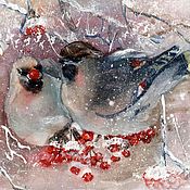Картина сказка в нежных сочетаниях "Ивушка" Девушка и птицы
