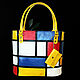 Leather woman yellow red blue handbag Mondrian Composition". Classic Bag. Leather  Art  Phantasy. My Livemaster. Фото №4