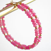 Украшения handmade. Livemaster - original item Ring Earrings 5,5cm Chalcedony Pink. Handmade.