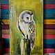 Oil painting ' Golden owl', Pictures, Kemerovo,  Фото №1