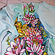 Mint sweatshirt with a pattern of Lotus lilies, goldfish hand-painted. Jumpers. Koler-art handpainted wear. My Livemaster. Фото №6