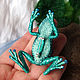 'Emerald tree frog. Flowering'. Brooch Frog. Blue Lotus. Brooches. master Alena Litvin. My Livemaster. Фото №6