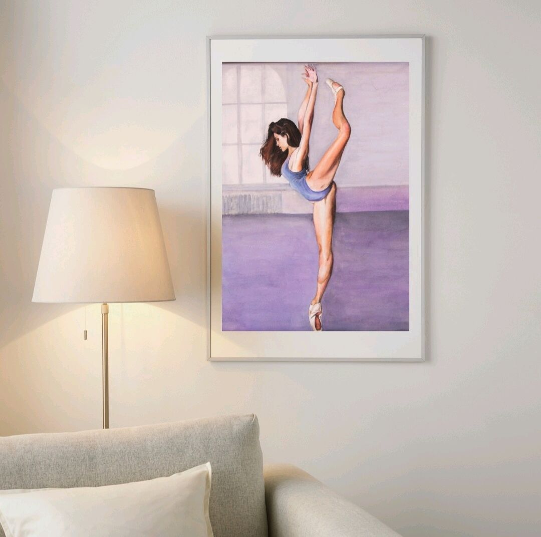 Картина балерина, фиолетовая картина в детскую комнату для девочки ...