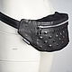 Black Leather Belt Bag on a Hip, Waist Bag, Pushkino,  Фото №1