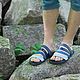 Order Sandals clogs Men's genuine leather Multicolor blue. Katorina Rukodelnica HandMadeButik. Livemaster. . Sandals Фото №3