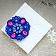 Brooch-pin: soutache with fuchsia crystals, Brooches, Snezhinsk,  Фото №1