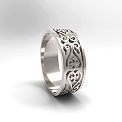 Свадебный салон handmade. Livemaster - original item Ring with patterns 925 sterling silver (Ob49). Handmade.