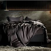 Для дома и интерьера handmade. Livemaster - original item Tencel bed linen in black shade, euro. Handmade.