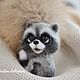 Raccoon felted Brooch. Brooches. Felt toy fromKristina Antropova. Online shopping on My Livemaster.  Фото №2