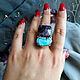 Double ring of charoite, turquoise, Rings, Nizhnij Tagil,  Фото №1