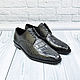 Derby made of genuine crocodile leather, in black, Shoes, St. Petersburg,  Фото №1