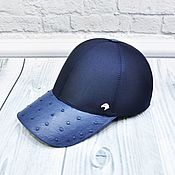 Аксессуары handmade. Livemaster - original item Baseball cap made of genuine ostrich leather and natural cashmere.. Handmade.