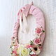 Венок цветочный шебби-шик ,нежный,розовый венок на дверь. Интерьерные венки. Декоративный пасьянс. Ярмарка Мастеров.  Фото №5