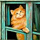 Картина с котом Хитрый Рыжик маслом на холсте. Картины. Ольга Гончарова Картины счастья. Ярмарка Мастеров.  Фото №4
