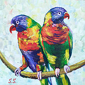 Картины и панно handmade. Livemaster - original item Painting Birds Parrots Oil Painting in the nursery. Handmade.
