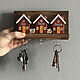 Wooden key holder with little houses, Housekeeper, Moscow,  Фото №1