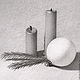Картина Новогодний натюрморт, рисунок карандашом серый белый графика, Картины, Москва,  Фото №1