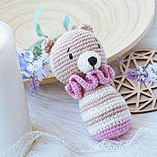 Работы для детей, handmade. Livemaster - original item Crocheted rattle for a girl-Bear. Handmade.