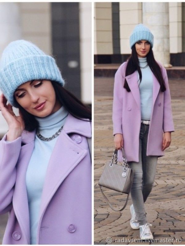 Какой цвет шапки подойдет к фиолетовому пальто