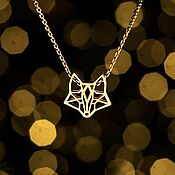 Украшения handmade. Livemaster - original item Fox pendant with chain | Silver with gold | Geometry Collection. Handmade.