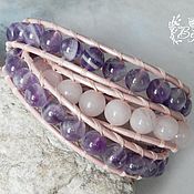 Фен-шуй и эзотерика handmade. Livemaster - original item Rose quartz and amethyst bracelet in Chan Luu style. Handmade.