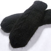 Аксессуары handmade. Livemaster - original item Double men`s knitted mittens Antracite. Handmade.