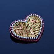 Украшения handmade. Livemaster - original item Brooch heart in the technique of gold embroidery. Handmade.
