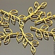 Подвеска коннектор из латуни Веточка с листьями с покрытием имитирующим золото для использования в сборке украшений, сережек и колье