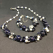 Украшения handmade. Livemaster - original item Jewelry set made of natural stones necklace bracelet aventurine blue. Handmade.