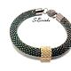 Bead crochet bracelet "Fiona" (black+gold). Braided bracelet. SiBerinka. Online shopping on My Livemaster.  Фото №2