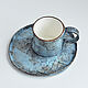 Чашка Керамическая голубая керамика ручной работы чайная пара, Чайные пары, Москва,  Фото №1