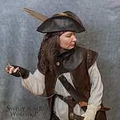 Аксессуары handmade. Livemaster - original item Jack Sparrow inspired classic Pirate leather hat (tricorne). Handmade.