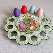 Посуда handmade. Livemaster - original item Wooden stand for eggs Easter cake Easter tray on the table decoupage. Handmade.