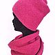 Fuchsia beanie hat, knitted from cashmere. Caps. Chichek - handmade clothes. Online shopping on My Livemaster.  Фото №2