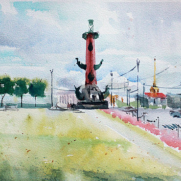 Картины и панно ручной работы. Ярмарка Мастеров - ручная работа Ростральная колонна. Handmade.