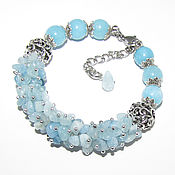 Украшения ручной работы. Ярмарка Мастеров - ручная работа Bracelet stones bunch of blue with beads. Handmade.