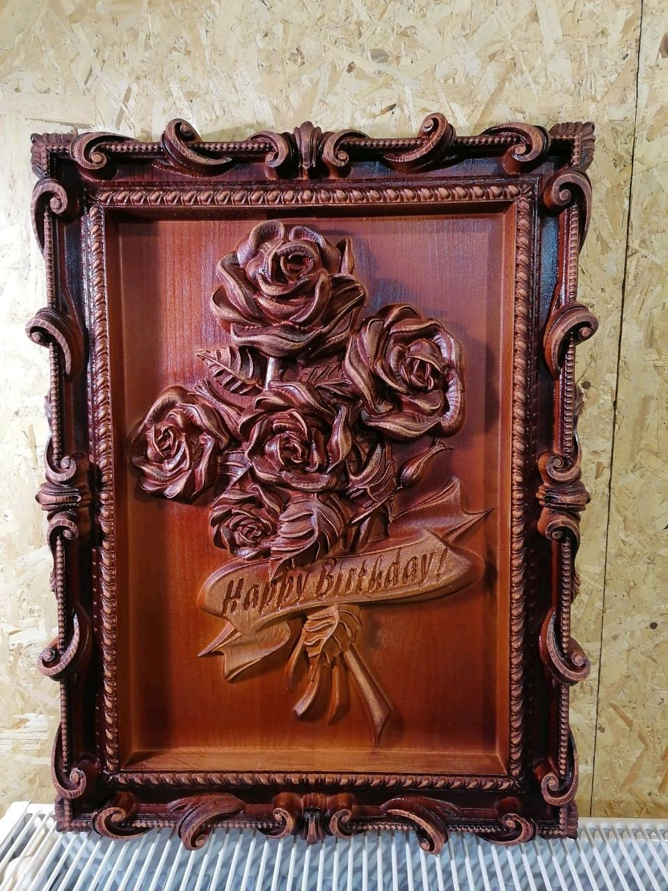 Деревянное панно розы