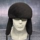 Men's hat with earflaps made of leather with sheepskin. Hat with ear flaps. Lyurom Studio. Online shopping on My Livemaster.  Фото №2