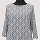 Jumper jacquard knit blue and white with a three-dimensional pattern, T-shirts, Moscow,  Фото №1