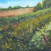 Картина поле Летний пейзаж Полевые цветы картины Пейзаж поле