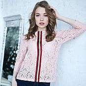 Одежда handmade. Livemaster - original item Pink lace Sport-Chic jumper, pink openwork lace blouse. Handmade.