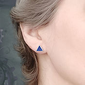 Украшения handmade. Livemaster - original item Stud EARRINGS triangles with Lapis Lazuli. More silver earrings. Handmade.