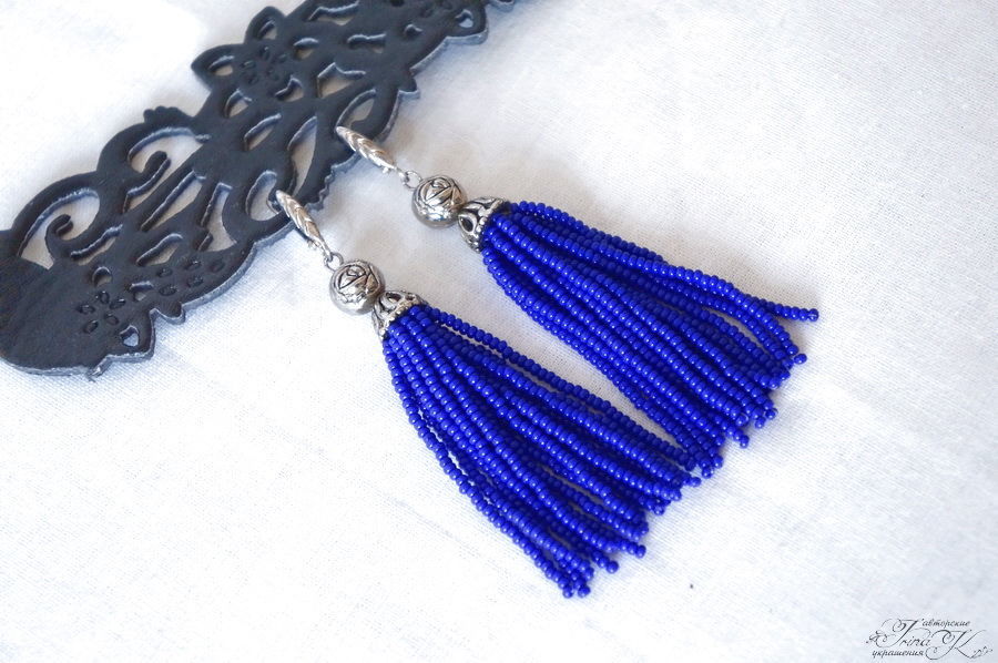 Earrings Tels Beaded Bright Blue Online On Livemaster Earrings Handmade Livemaster Tels Beaded Bright Blue