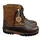 Brown felt boots with laces and leather. Felt boots. tolkovalenki. Online shopping on My Livemaster.  Фото №2