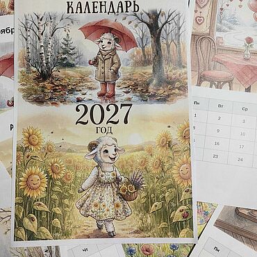 Цифровые товары ручной работы. Ярмарка Мастеров - ручная работа Календарь 2027 милая овечка. Handmade.