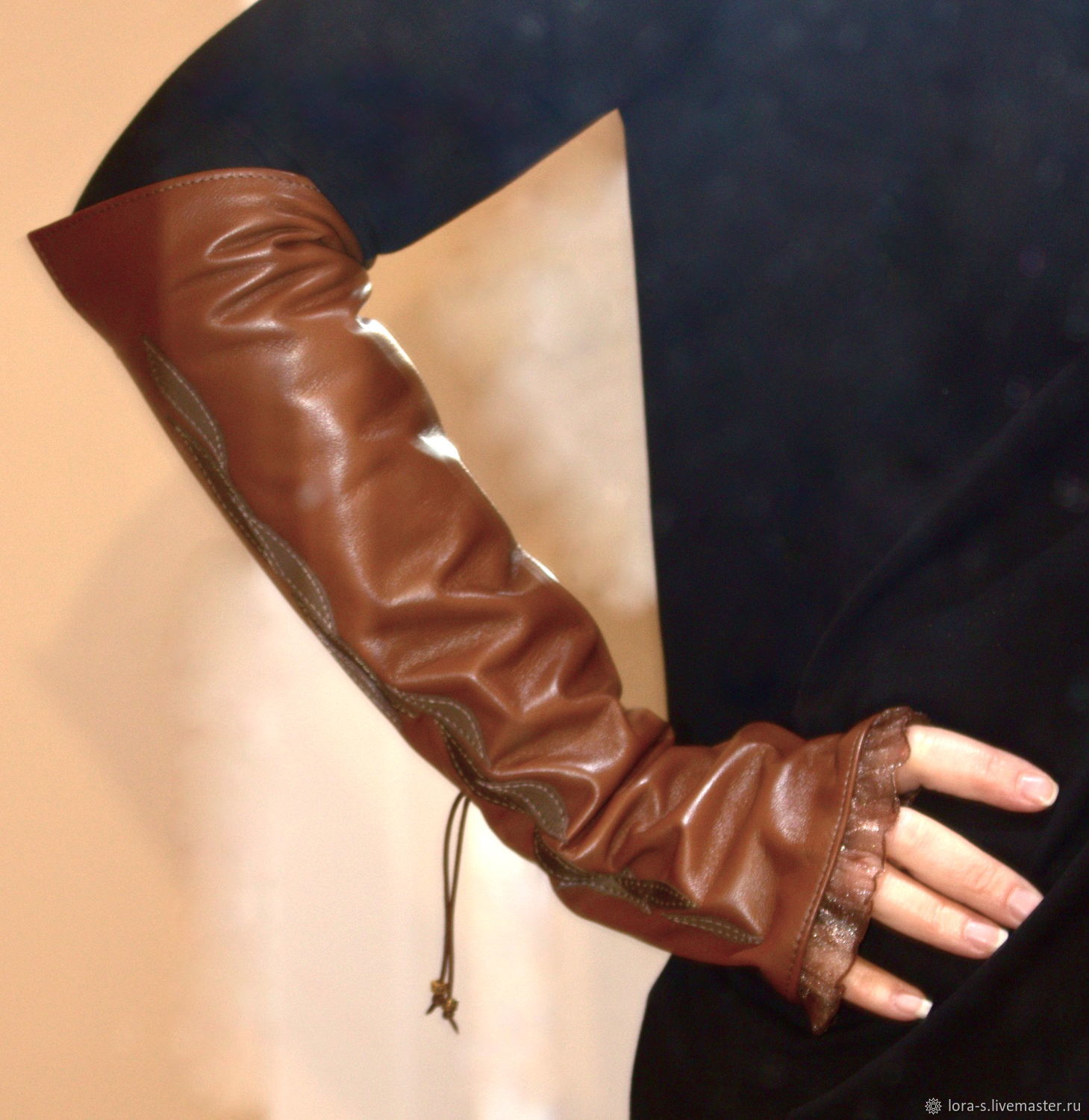long brown gloves