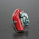 Ring turquoise coral silver 925 ALS0053. Rings. Sunny Silver. My Livemaster. Фото №6