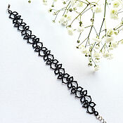 Украшения handmade. Livemaster - original item Black braided bracelet, thread bracelet, frivolite. Handmade.