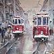 Картина пастелью Red Tram (трамвай зимний городской пейзаж), Картины, Южноуральск,  Фото №1